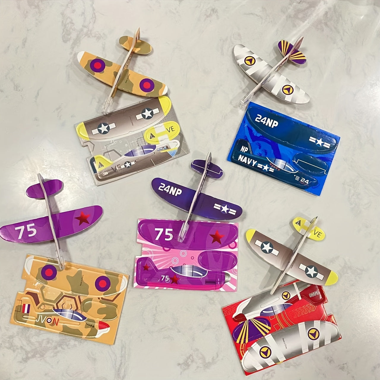 30pcs Mini Avions Planeurs en Mousse, Jouets de Puzzle DIY à Lancer à la Main, Cadeaux de Fête de Modèle d'Aviation, Cadeaux de Pâques - Couleurs Mélangées, Jouet Avion