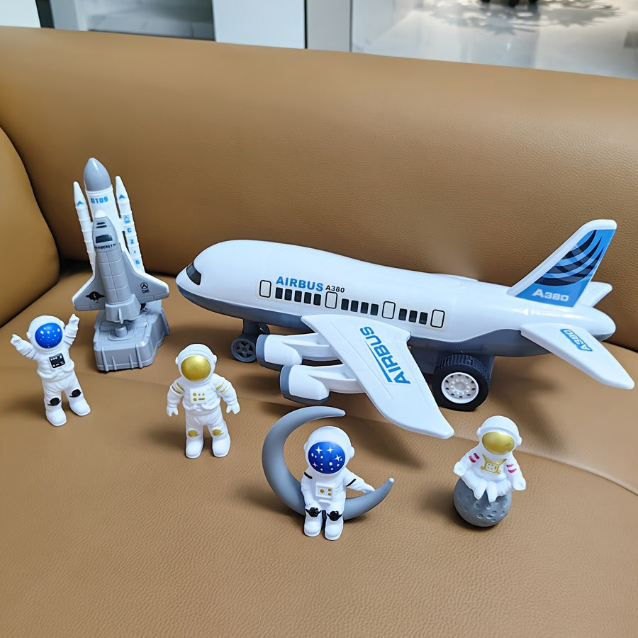 Grand Avion Passager Blanc Lanceur de Fusée Spatial Modèle d'Astronaute Navette Spatiale Figurine Jouet pour Garçons Collection de Modèles Cadeau d'Anniversaire Halloween Noël