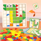 Un ensemble de puzzle mosaïque en bois 3D avec 20 cartes pour l'entraînement et l'association de blocs. Capacité de reconnaissance des couleurs adaptée aux garçons et aux filles. Cadeaux pour Noël, Nouvel An et la rentrée scolaire