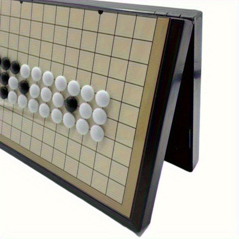 Ensemble de Jeu de Go Chinois Haut de Gamme avec Plateau Pliable - Pièces Classiques Noires et Blanches, Jouet de Collection Artisanal, Idéal pour Noël et Thanksgiving