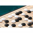 Ensemble de Jeu de Go Chinois Haut de Gamme avec Plateau Pliable - Pièces Classiques Noires et Blanches, Jouet de Collection Artisanal, Idéal pour Noël et Thanksgiving