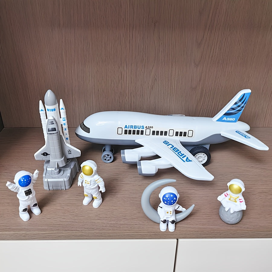 Grand Avion Passager Blanc Lanceur de Fusée Spatial Modèle d'Astronaute Navette Spatiale Figurine Jouet pour Garçons Collection de Modèles Cadeau d'Anniversaire Halloween Noël