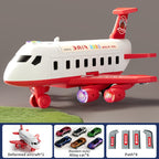 Grand Ensemble de Jouets Avion avec un Avion de 42 Pouces et 6 Véhicules ainsi que 4 Pistes, Équipé de Lumières et Sons, Idéal comme Cadeau pour Noël, Nouvel An ou Anniversaire pour Garçons et Filles