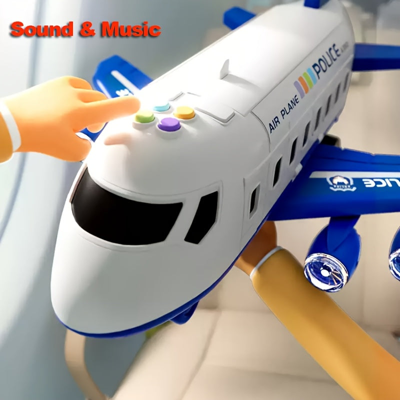 Grand Ensemble de Jouets Avion avec un Avion de 42 Pouces et 6 Véhicules ainsi que 4 Pistes, Équipé de Lumières et Sons, Idéal comme Cadeau pour Noël, Nouvel An ou Anniversaire pour Garçons et Filles
