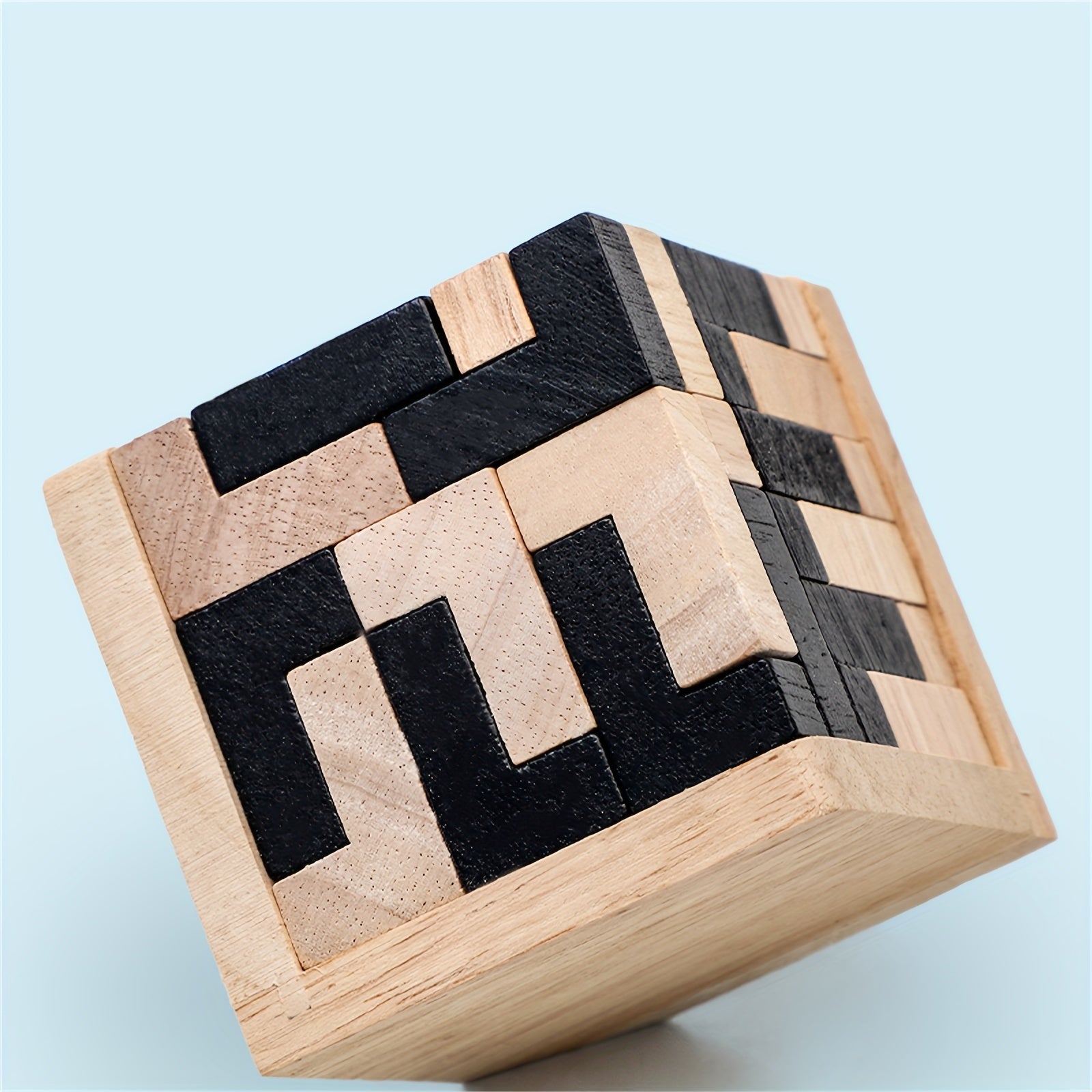 54 pièces Puzzle en Bois Cubique Casse-Tête, Jeu Éducatif Logique en Forme de L