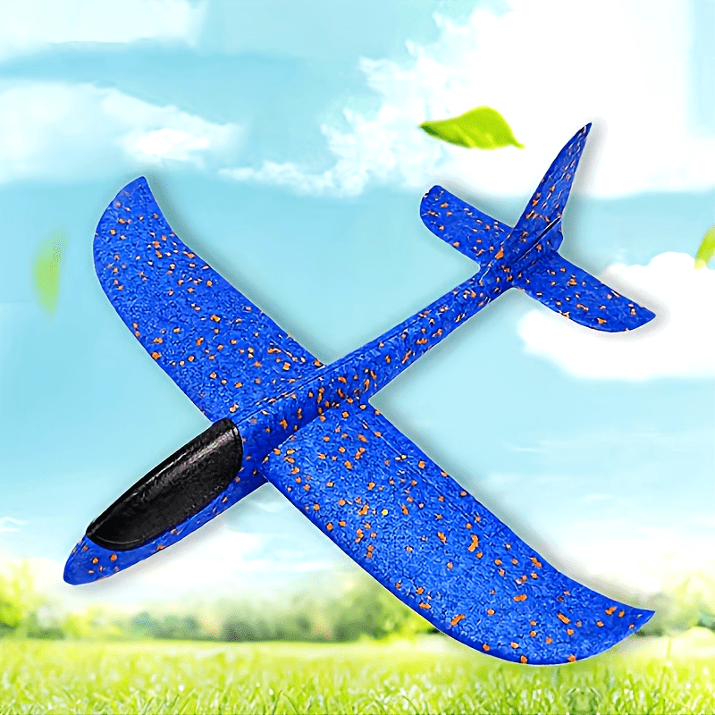 2 Avions en Mousse Géants pour Plage, Jouet de Lancer Tournoyant, Jouet Extérieur, Bleu