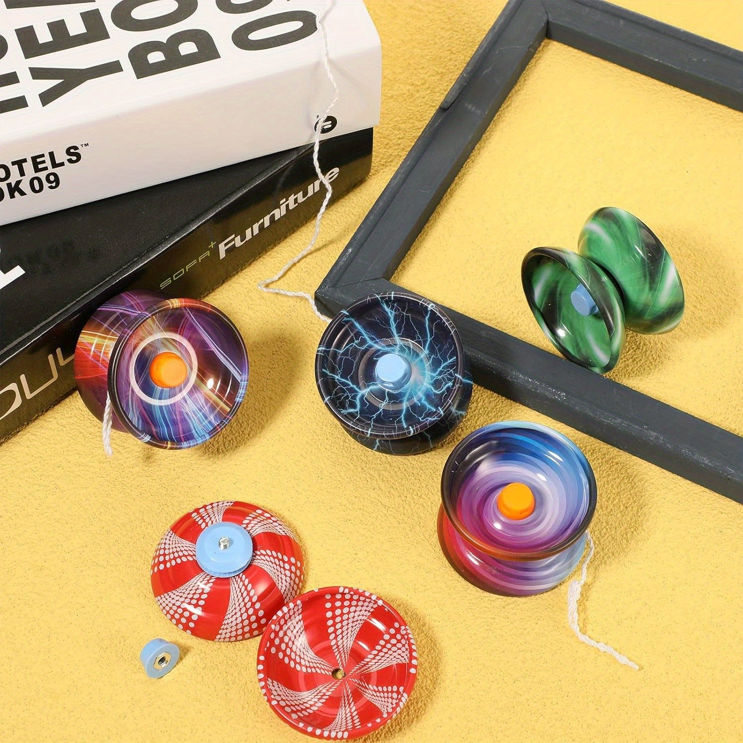 Yo-Yo en alliage avec finition métallique colorée, Yo-Yo à contrôle de corde pour garçons, couleur aléatoire, 1 pièce.