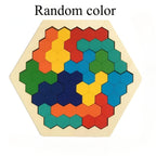 Puzzles en bois hexagonaux en 3D pour enfants, conçus comme jouets éducatifs. Ces jeux de Tangram sont parfaits pour tester l'intelligence et font des cadeaux de Noël et de vacances.