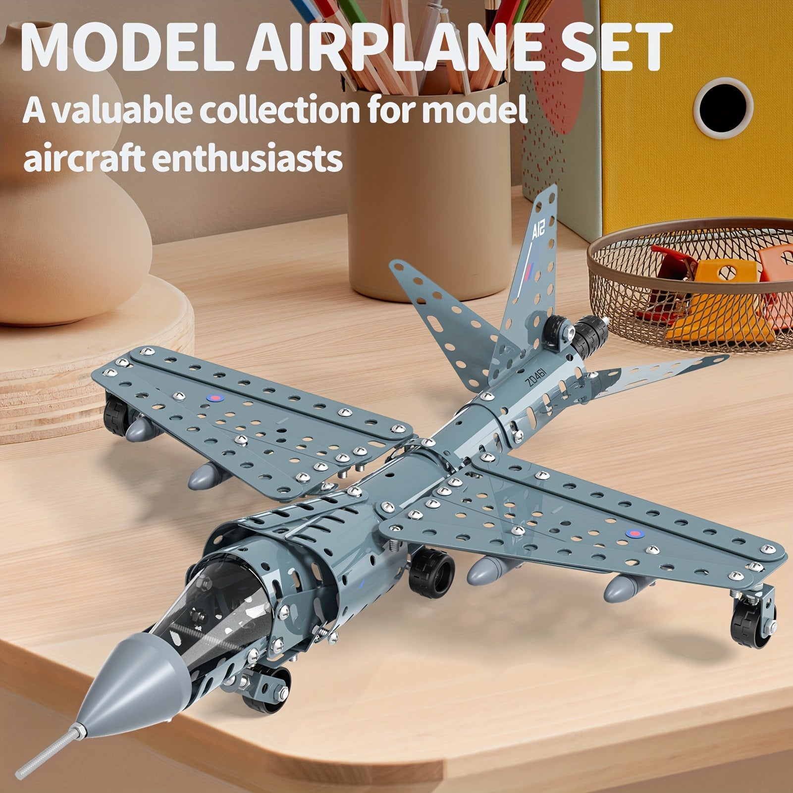 Modèle d'avion en métal à assembler - Matériau métallique résistant à la rouille, robuste et durable - Pour enfants de 6 à 14 ans - Idéal pour Noël, Saint-Valentin, Pâques, Nouvel An chinois et anniversaires