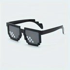 1 Paire de Lunettes Tendance pour Jeunes avec Design Pixelisé en Forme de Coche - Monture Carrée Noir\u002FBlanc, Accessoires Décoratifs Casuals pour Garçons & Filles 3-14 Ans, Fêtes, Accessoires Photo, Lunettes Durables pour Ados