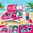 1 ensemble d'accessoires pour avion de poupée de mode, véhicule de rêve, voyage de poupée princesse, couleur rose, ensemble de jeu, comprenant une valise de voyage et des jouets pour animaux de compagnie (sans électricité) halloween, cadeau de noël