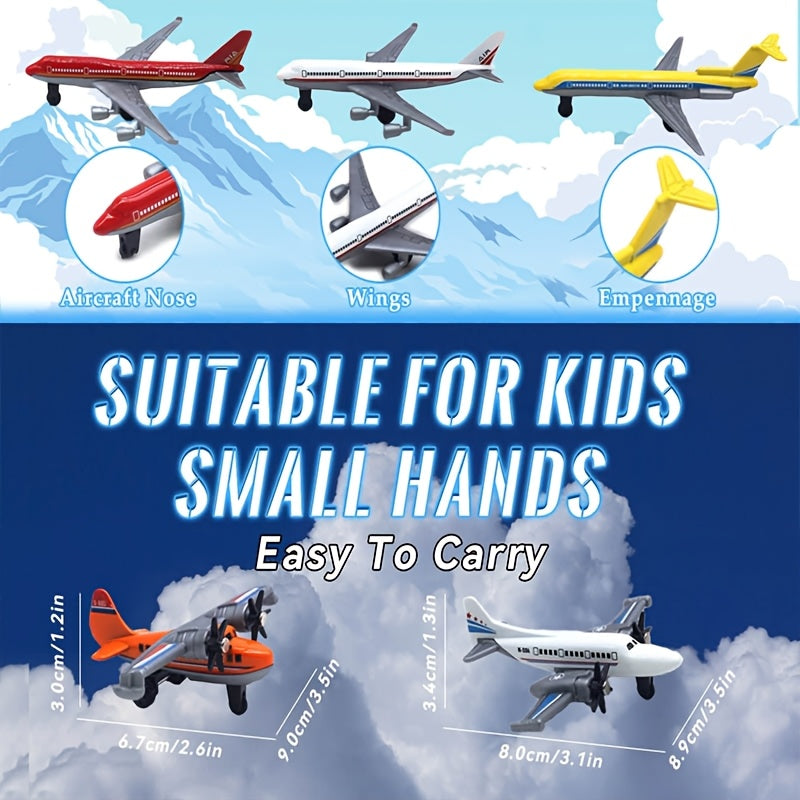 Ensemble de Modèles d'Avions de Combat et Passagers en Alliage Coulé sous Pression - Jouet Collectionnable en Métal et Plastique pour Décoration Maison, Idéal pour Noël, Pâques et Cadeaux d'Anniversaire