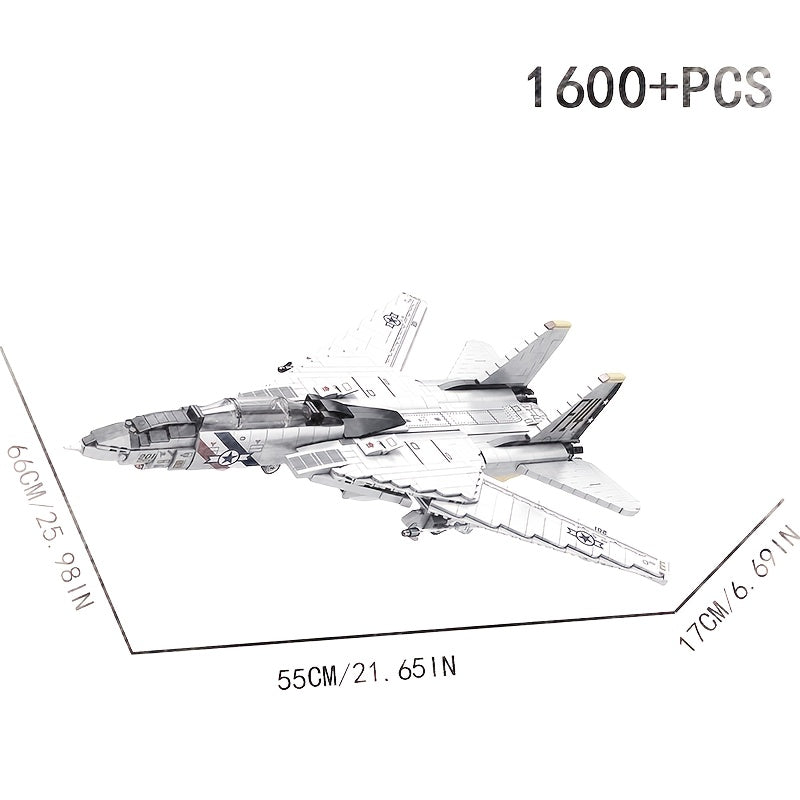 1600+ pièces Blocs de Construction Grand Avion Chasseur, Modèle 3D à Assembler, Jouet Empilable en ABS Haut de Gamme, Cadeau Idéal pour Noël\u002FHalloween\u002FAnniversaire
