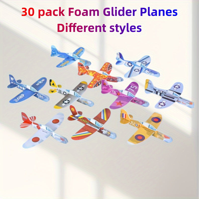 30pcs Mini Avions Planeurs en Mousse, Jouets de Puzzle DIY à Lancer à la Main, Cadeaux de Fête de Modèle d'Aviation, Cadeaux de Pâques - Couleurs Mélangées, Jouet Avion