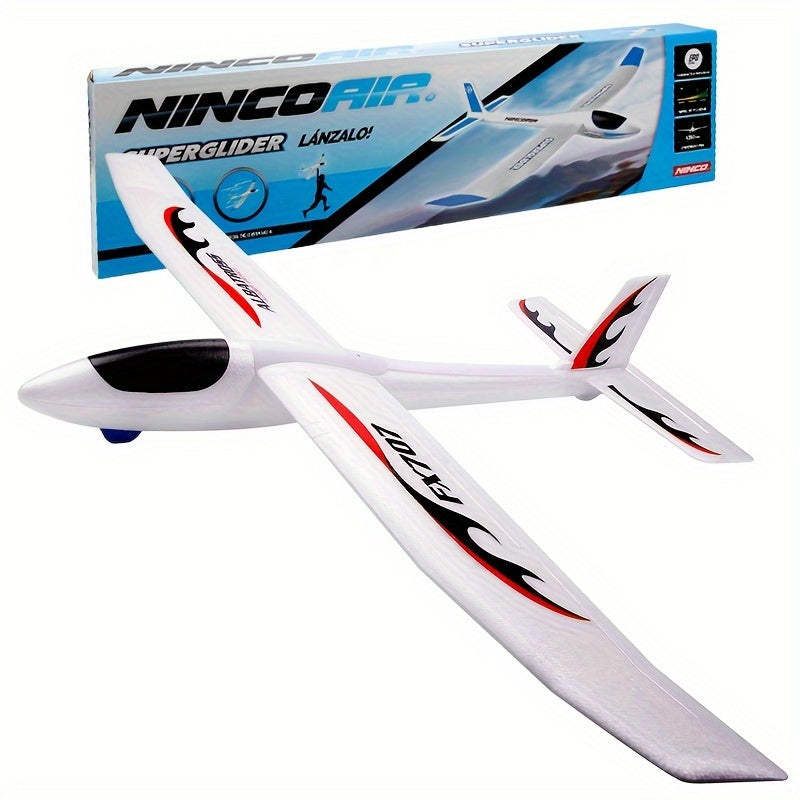 Grand modèle d'avion en mousse EPP blanc - Jet d'avion DIY pour du plaisir en plein air, cadeau parfait pour Noël ou un anniversaire, aucune pile requise, facile à utiliser avec un silex, activité en plein air | Design vibrant | Construction durable