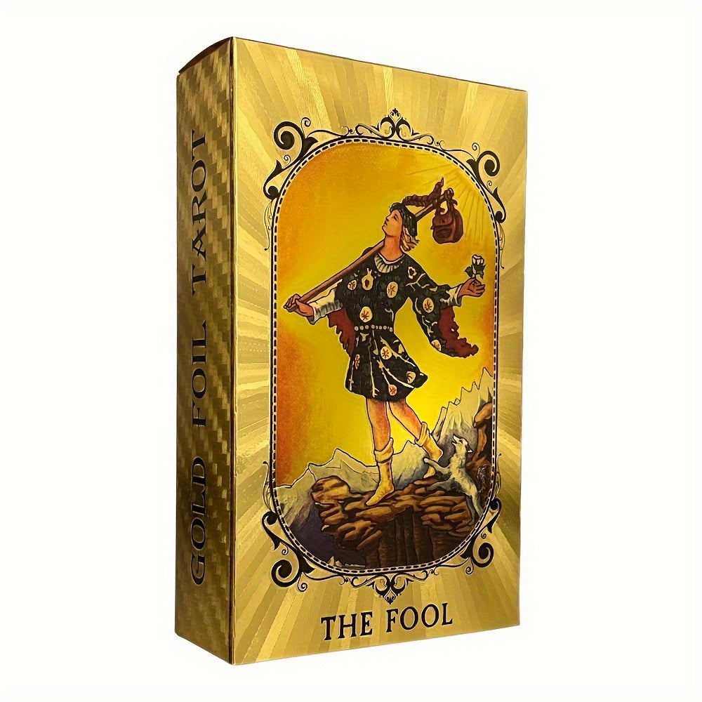 Cartes de divination de tarot pour débutants, feuille d'or en espagnol et en anglais, 4,72x2,76 pouces, avec guide en 2 langues, cartes de tarot