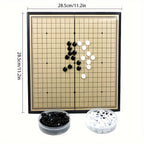Jeu de Go Magnétique Portable de 11.2 pouces - Planche en Bois Pliable pour Gomoku Go, Idéal pour les Voyages & les Fêtes à la Maison, Comprend des Pièces Noires & Blanches