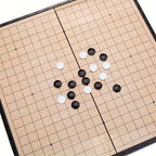 Jeu de Go Magnétique Portable de 11.2 pouces - Planche en Bois Pliable pour Gomoku Go, Idéal pour les Voyages & les Fêtes à la Maison, Comprend des Pièces Noires & Blanches