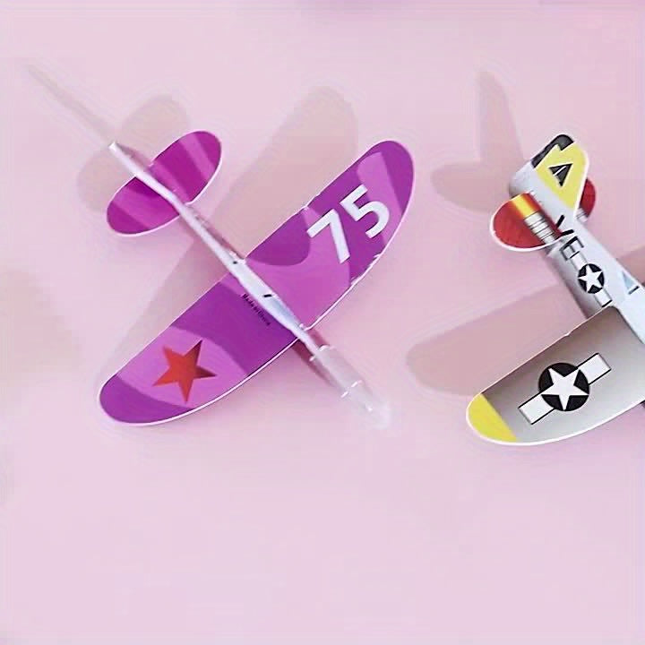 30pcs Mini Avions Planeurs en Mousse, Jouets de Puzzle DIY à Lancer à la Main, Cadeaux de Fête de Modèle d'Aviation, Cadeaux de Pâques - Couleurs Mélangées, Jouet Avion