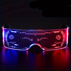 Lunettes LED lumineuses - 7 couleurs style cyberpunk et science-fiction pour soirées, festivals de musique et sorties nocturnes - Monture en plastique résistant