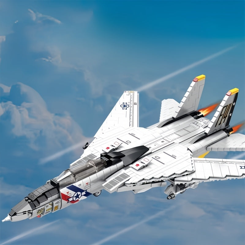 1600+ pièces Blocs de Construction Grand Avion Chasseur, Modèle 3D à Assembler, Jouet Empilable en ABS Haut de Gamme, Cadeau Idéal pour Noël\u002FHalloween\u002FAnniversaire