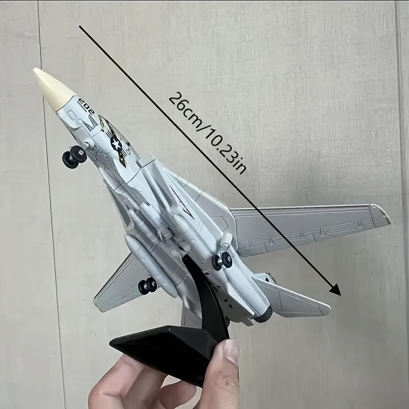 Modèle de Chasseur F-14 - Modèle d'Avion Détailé avec Support, Idéal pour les Passionnés Militaires & Cadeau Parfait, Kit de Construction Avion Militaire | Modèle Réaliste d'Aéronef | Kit de Modélisme Aérien