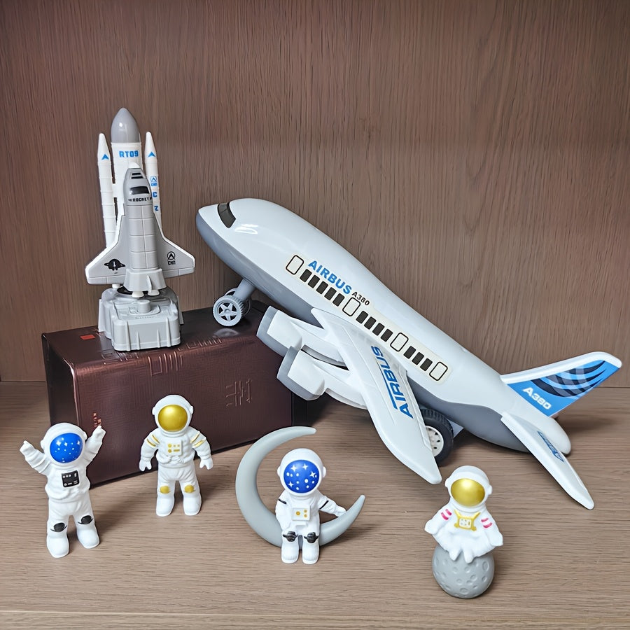 Grand Avion Passager Blanc Lanceur de Fusée Spatial Modèle d'Astronaute Navette Spatiale Figurine Jouet pour Garçons Collection de Modèles Cadeau d'Anniversaire Halloween Noël