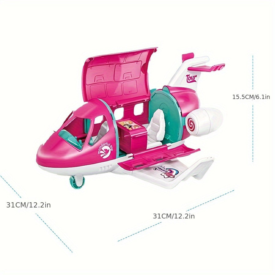 1 ensemble d'accessoires pour avion de poupée de mode, véhicule de rêve, voyage de poupée princesse, couleur rose, ensemble de jeu, comprenant une valise de voyage et des jouets pour animaux de compagnie (sans électricité) halloween, cadeau de noël