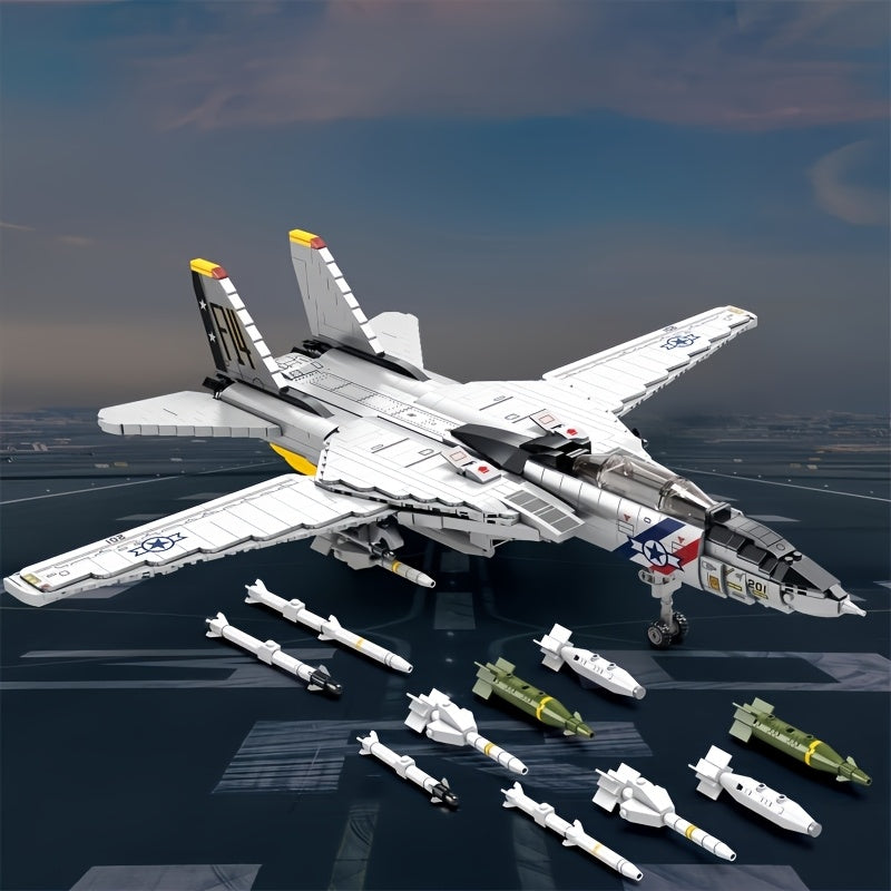1600+ pièces Blocs de Construction Grand Avion Chasseur, Modèle 3D à Assembler, Jouet Empilable en ABS Haut de Gamme, Cadeau Idéal pour Noël\u002FHalloween\u002FAnniversaire