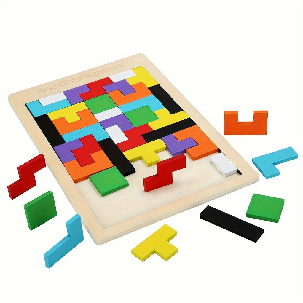 Jeu de puzzle en blocs de bois 3D coloré, casse-tête cérébral, cadeau idéal pour Pâques et Thanksgiving
