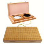 Jeu de Plateau Pliable en Bambou Go, Boîte de Jeu All Nature Go, Plateau de Jeu de Stratégie Chinois Weiqi Gomku Pliable avec 171 Pions d'Échecs en Imitation Jade et Deux Bols en Bambou