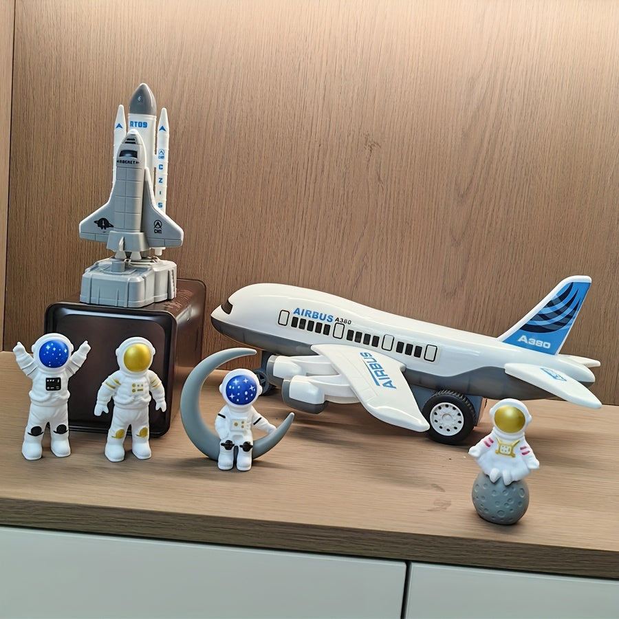 Grand Avion Passager Blanc Lanceur de Fusée Spatial Modèle d'Astronaute Navette Spatiale Figurine Jouet pour Garçons Collection de Modèles Cadeau d'Anniversaire Halloween Noël