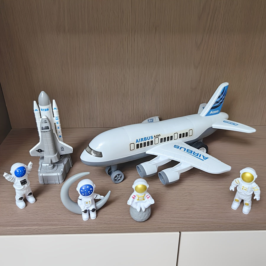 Grand Avion Passager Blanc Lanceur de Fusée Spatial Modèle d'Astronaute Navette Spatiale Figurine Jouet pour Garçons Collection de Modèles Cadeau d'Anniversaire Halloween Noël