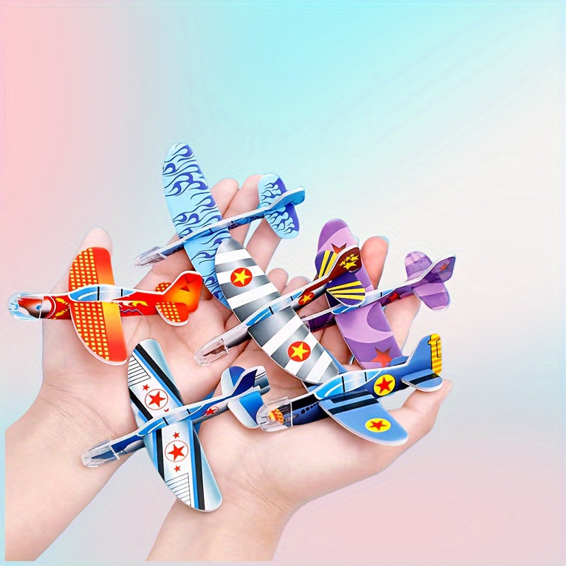 30pcs Mini Avions Planeurs en Mousse, Jouets de Puzzle DIY à Lancer à la Main, Cadeaux de Fête de Modèle d'Aviation, Cadeaux de Pâques - Couleurs Mélangées, Jouet Avion