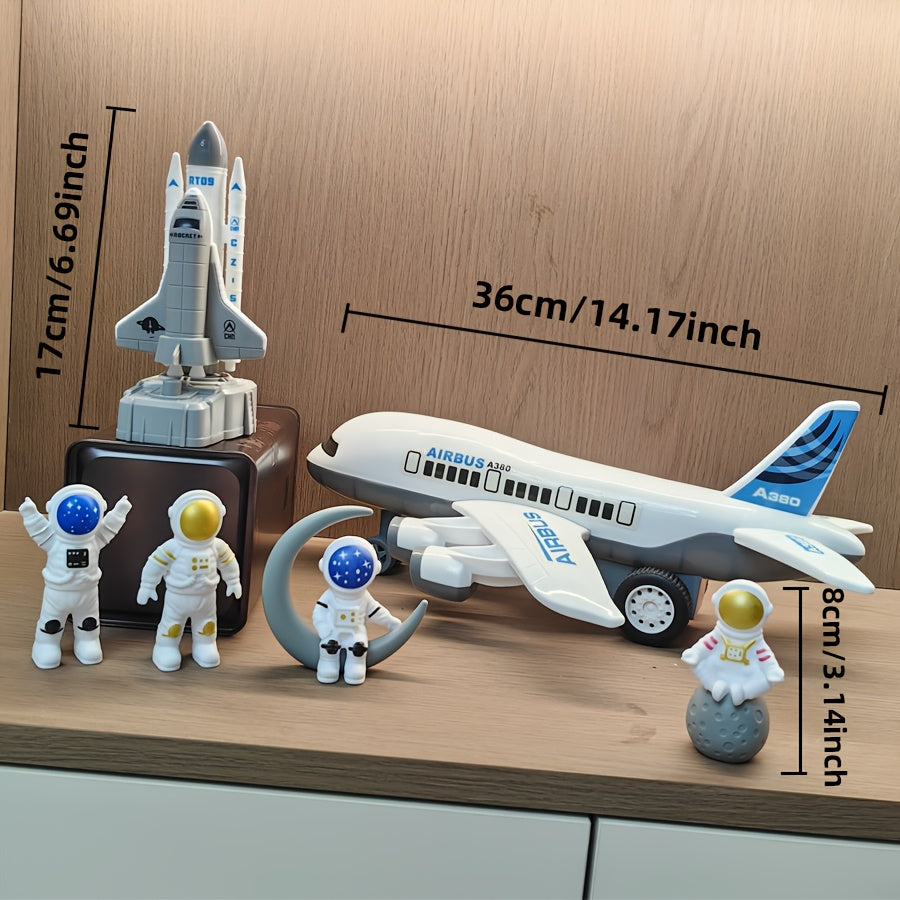 Grand Avion Passager Blanc Lanceur de Fusée Spatial Modèle d'Astronaute Navette Spatiale Figurine Jouet pour Garçons Collection de Modèles Cadeau d'Anniversaire Halloween Noël