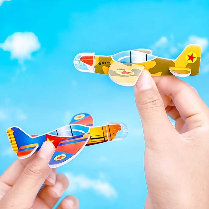 30pcs Mini Avions Planeurs en Mousse, Jouets de Puzzle DIY à Lancer à la Main, Cadeaux de Fête de Modèle d'Aviation, Cadeaux de Pâques - Couleurs Mélangées, Jouet Avion