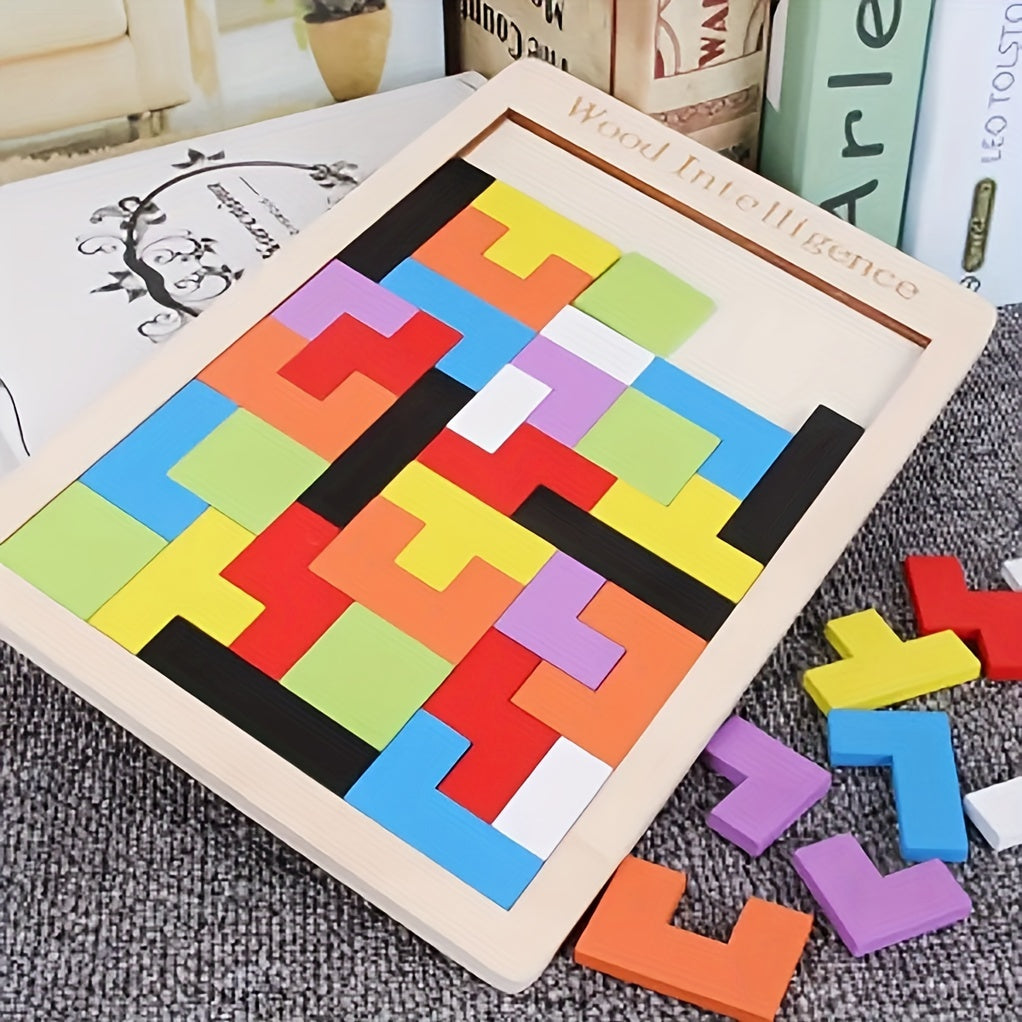 Jeu de puzzle en blocs de bois 3D coloré, casse-tête cérébral, cadeau idéal pour Pâques et Thanksgiving