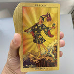 Cartes de divination de tarot pour débutants, feuille d'or en espagnol et en anglais, 4,72x2,76 pouces, avec guide en 2 langues, cartes de tarot